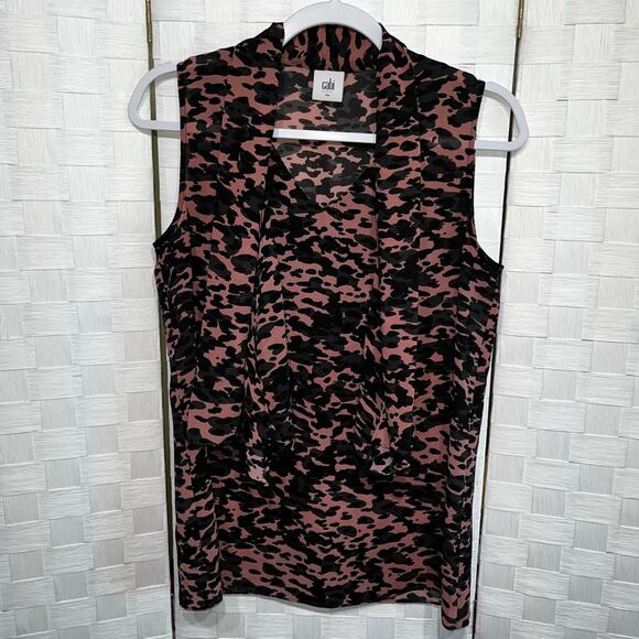 Cabi Womens 9 To 5 Blouse In Animal Print Bow Tie Neck 3075 Size Small - Picture 9 of 10